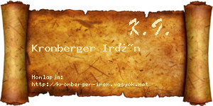 Kronberger Irén névjegykártya